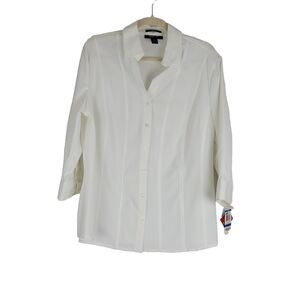 Style & Co Top Women's size XL 3/4 Sleeve Collared Bright White Blouse NEW